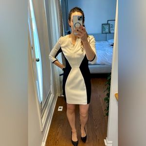 Black Halo colour block mini dress